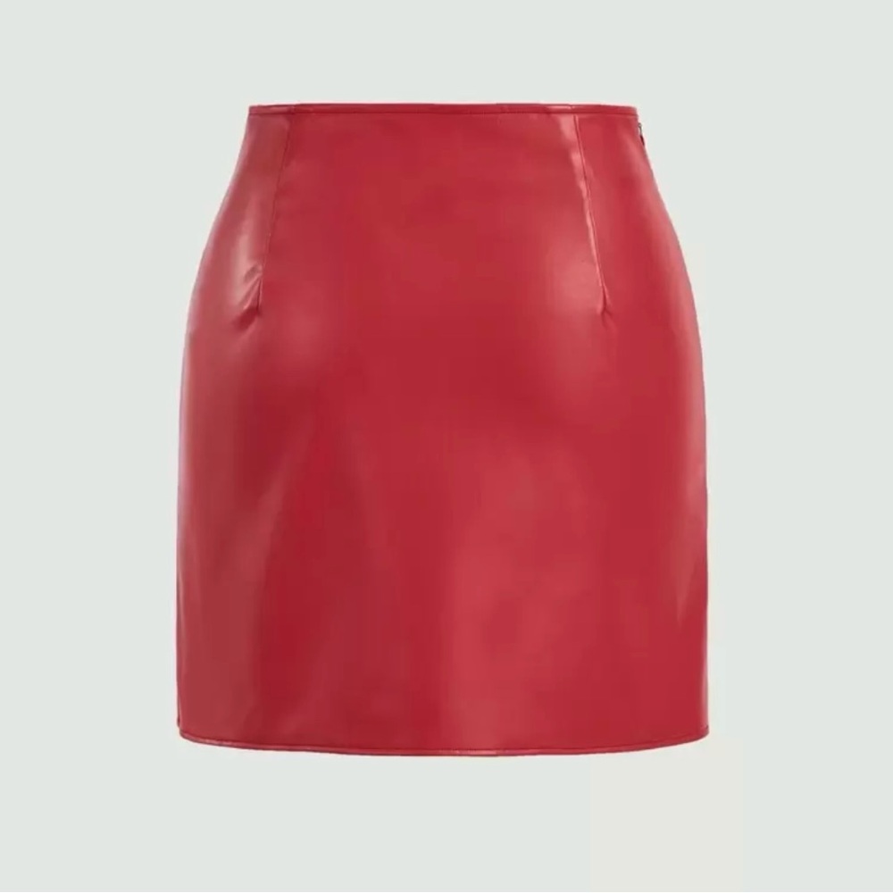 SHEIN Red Faux Leather Pencil Skirt - Picture 2 of 14